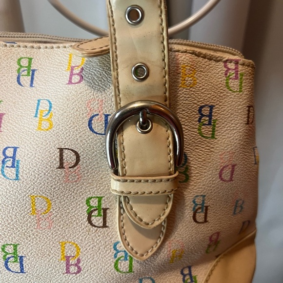 Dooney & Bourke Cream Shoulder Bag with Leather Trim - Picture 2 of 16
